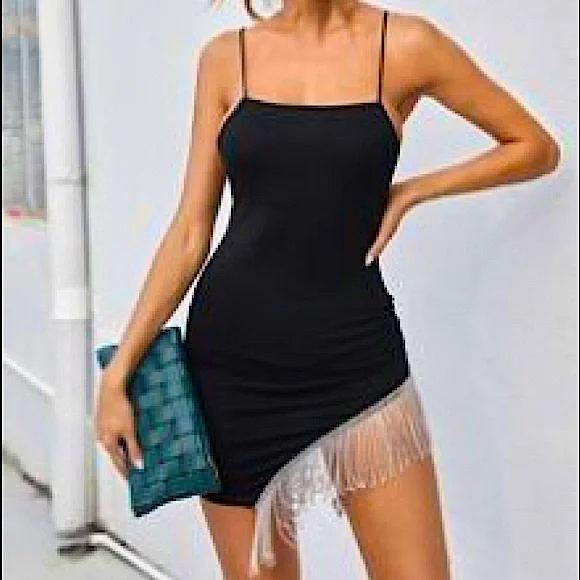 princess polly baby blue dress SHEIN | Dresses | Crisscross Backless Rhinestone Chain Hem Dress